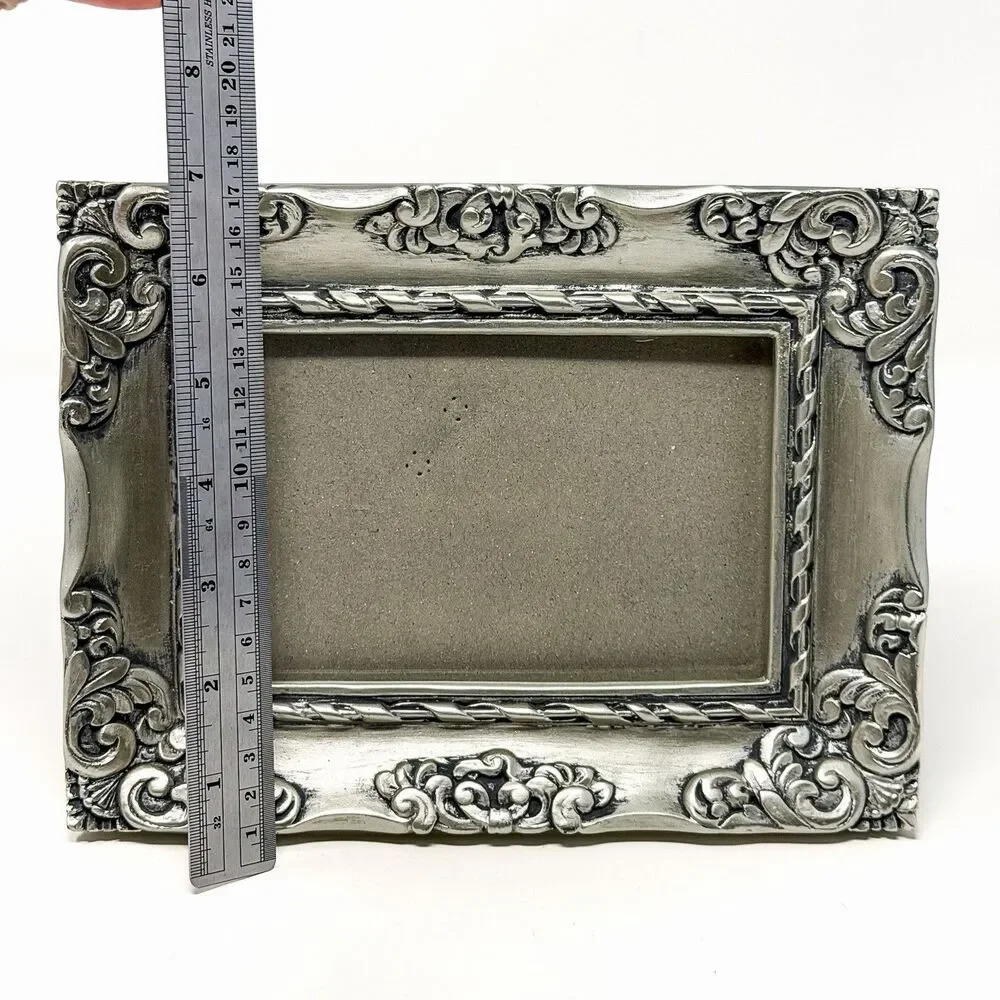 Vintage Ornate Silver Picture Frame 4x6 Baroque Scroll Cottage Chic Decor